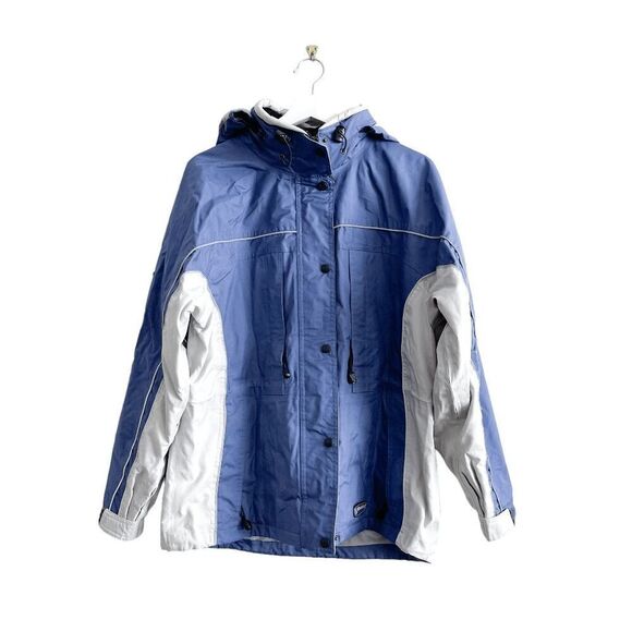Wetskins Men's Waterproof Colorblock Hooded Rain Jacket Blue White XL - Picture 1 of 6